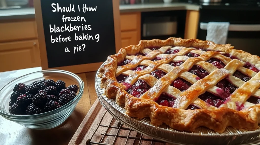 Should I thaw frozen blackberries before baking a pie