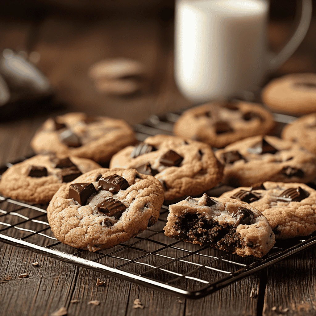 Served warm double chocolate chunk cookies