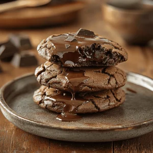 Recipe card for double chocolate chunk cookies